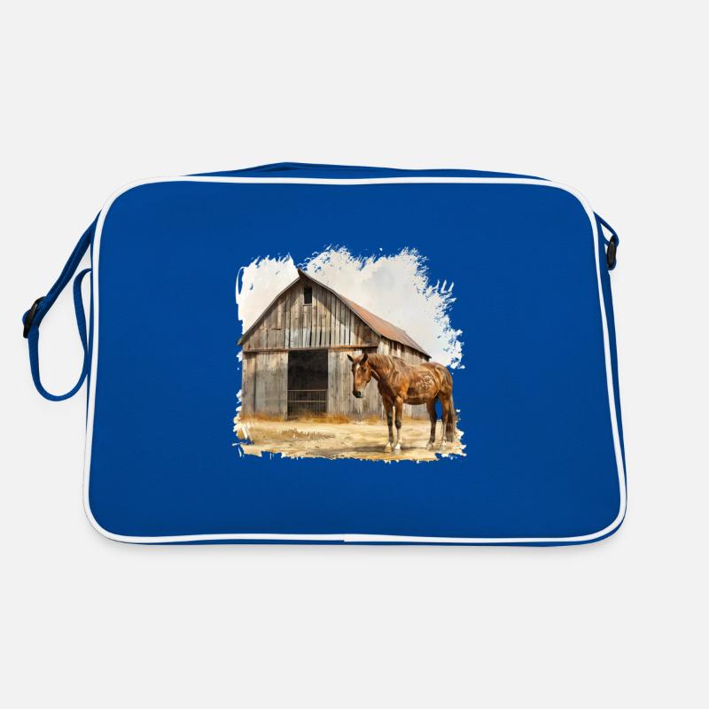 Écurie rustique avec cheval brun Sac Retro