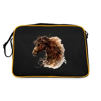 Majestätisches Pferd im Galopp - Retro Tasche - Schwarz/Gold - Hinten