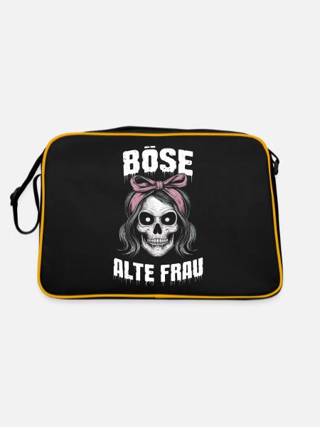 Motorcycle Biker Lady Sarcasm Nasty Old Woman - Retro Bag - black/gold - Back