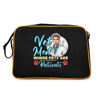 Vet Med où les animaux de compagnie sont des patients Clinique vétérinaire - Sac Retro - noir/or - Dos