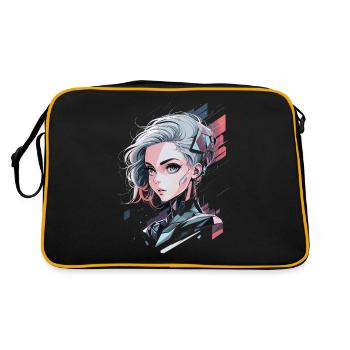 Futuristische Cyberpunk-Kriegerin - Retro Tasche - Schwarz/Gold - Hinten