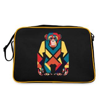 Colorful Monkey Geometric Pattern - Retro Bag - black/gold - Back