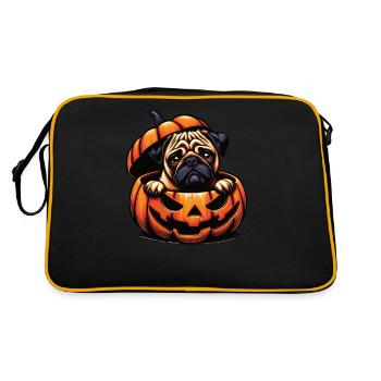 Chien d’Halloween, Carlin citrouille d’automne - Sac Retro - noir/or - Dos