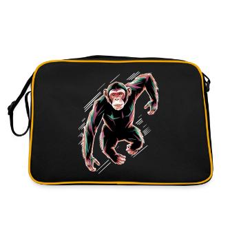 Dynamic Chimpanzee Motif - Retro Bag - black/gold - Back