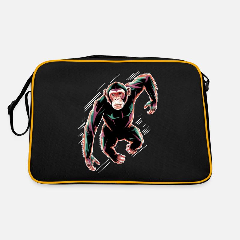 Dynamisches Schimpansen-Motiv Retro Tasche