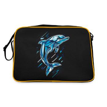 Dauphin géométrique dans les tons bleus - Sac Retro - noir/or - Dos