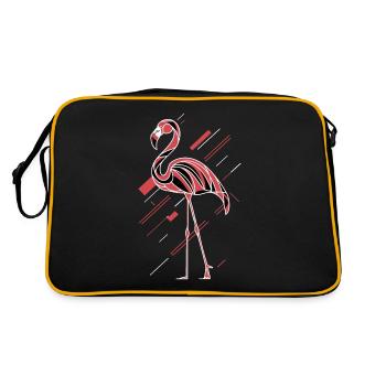 Flamant rose abstrait aux lignes géométriques - Sac Retro - noir/or - Dos