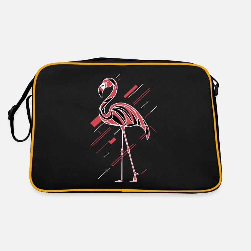 Flamant rose abstrait aux lignes géométriques Sac Retro