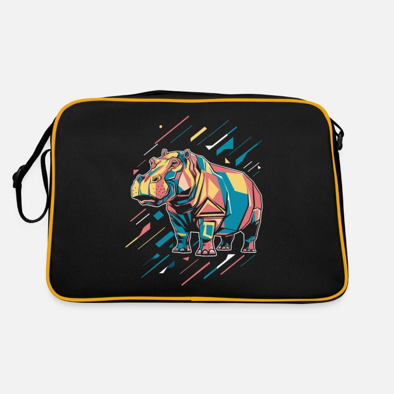 Bunter Geometrischer Hippo Mit Farbspritzern Retro Tasche