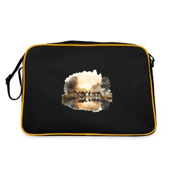 Horses on the water with sunrise - Retro Bag - black/gold - Back