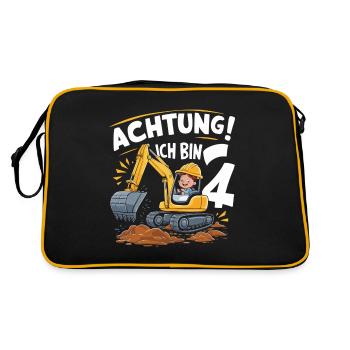 4ème anniversaire garçon 4 ans excavatrice chantier - Sac Retro - noir/or - Dos