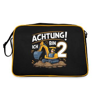 2ème anniversaire garçon 2 ans excavatrice chantier - Sac Retro - noir/or - Dos