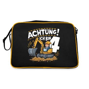 4ème anniversaire garçon 4 ans excavatrice chantier - Sac Retro - noir/or - Dos