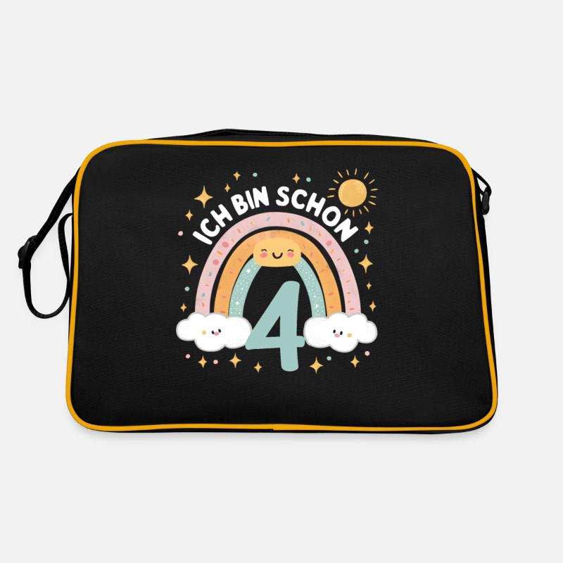 4. Geburtstag Geburtstagsshirt Regenbogen Wolke Retro Tasche