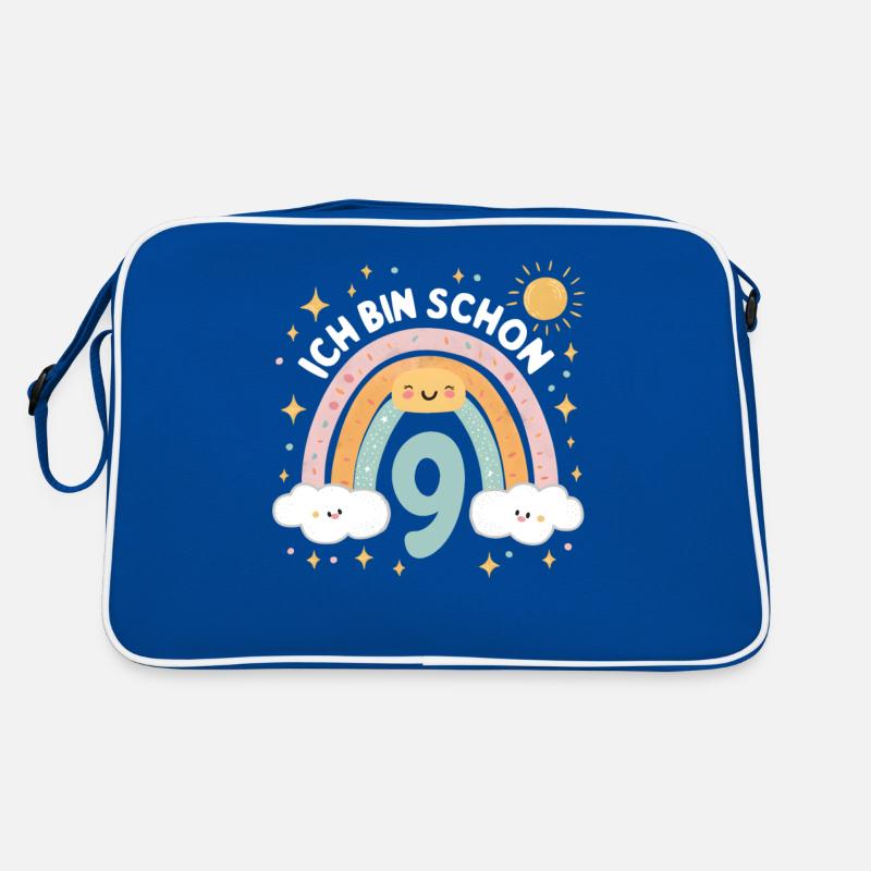 9. Geburtstag Geburtstagsshirt Regenbogen Wolke Retro Tasche
