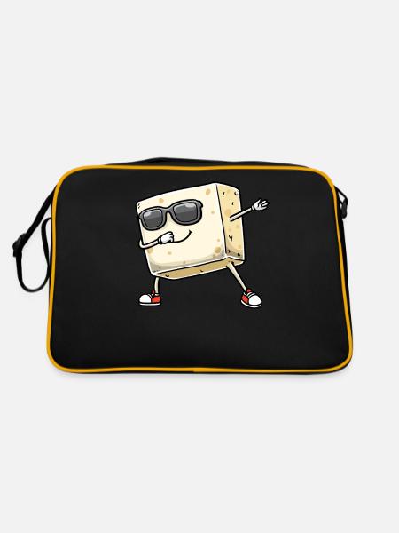 Tanzender Tofu Für Veganer Und Tofu-liebhaber - Retro Tasche - Schwarz/Gold - Hinten