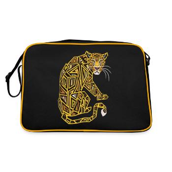 Geometrischer Leopard in Gelb und Braun - Retro Tasche - Schwarz/Gold - Hinten