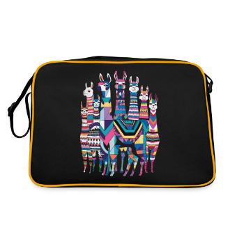 Motif de lama coloré imaginatif et vibrant - Sac Retro - noir/or - Dos