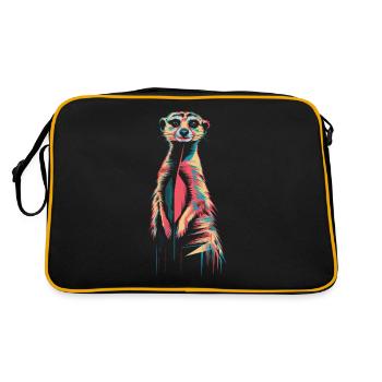 Farbenfrohes Erdmännchen Kunstwerk - Retro Tasche - Schwarz/Gold - Hinten