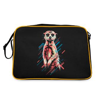 Cooler Erdmännchen Look in Bunt - Retro Tasche - Schwarz/Gold - Hinten