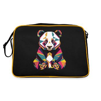 Colorful Geometric Panda Artwork - Retro Bag - black/gold - Back