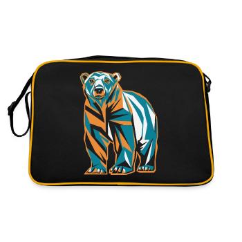 Colorful Bear in Geometric Style - Retro Bag - black/gold - Back