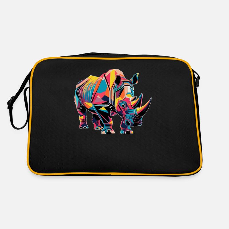 Rhinocéros coloré oeuvre formes géométriques Sac Retro
