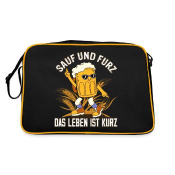 "Drink and fart, life is short" Beer - Retro Bag - black/gold - Back