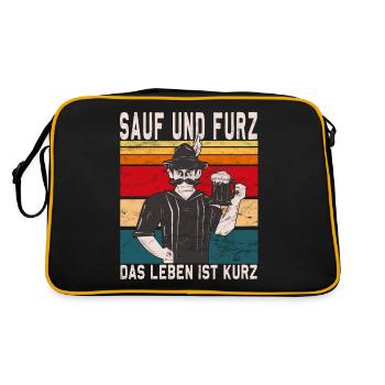 "Drink and fart, life is short" Beer - Retro Bag - black/gold - Back