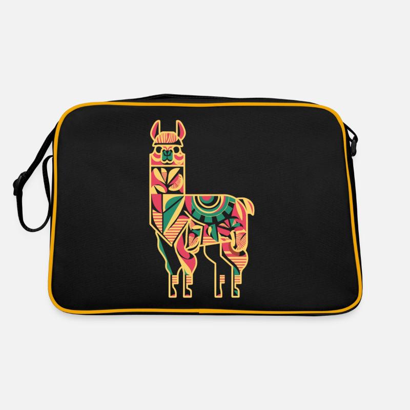 Bunter Lama in Ethno-Muster Retro Tasche