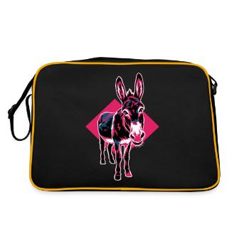Géométrique Ferme Animal Oeuvre Âne - Sac Retro - noir/or - Dos