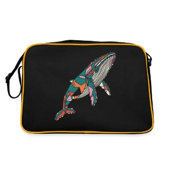 Bunter Geometrischer Wal Kunstwerk - Retro Tasche - Schwarz/Gold - Hinten