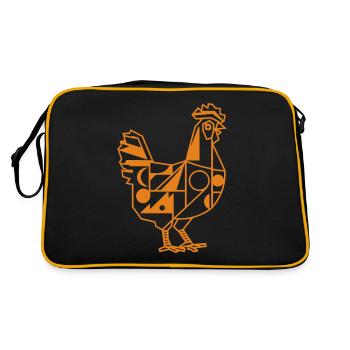 Graphique géométrique d’animal de la ferme : Poulet en orange - Sac Retro - noir/or - Dos