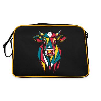 Bunte Geometrische Bauernhoftiere Grafiken - Retro Tasche - Schwarz/Gold - Hinten