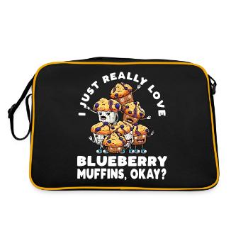 Ich Liebe Blaubeermuffins Einfach - Retro Tasche - Schwarz/Gold - Hinten