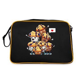 Lustige Blaubeermuffins-dessert-enthusiasten - Retro Tasche - Schwarz/Gold - Hinten