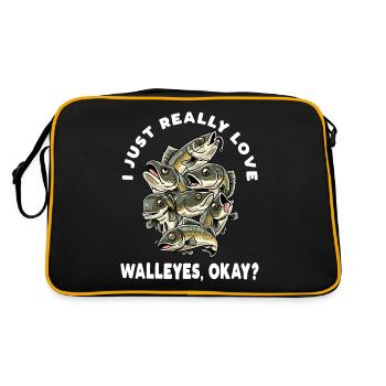 Ich Liebe Zander Einfach Sehr - Retro Tasche - Schwarz/Gold - Hinten