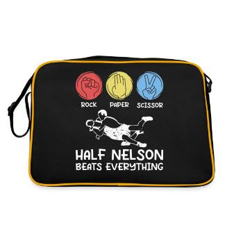 Stein, Papier, Schere - Retro Tasche - Schwarz/Gold - Hinten