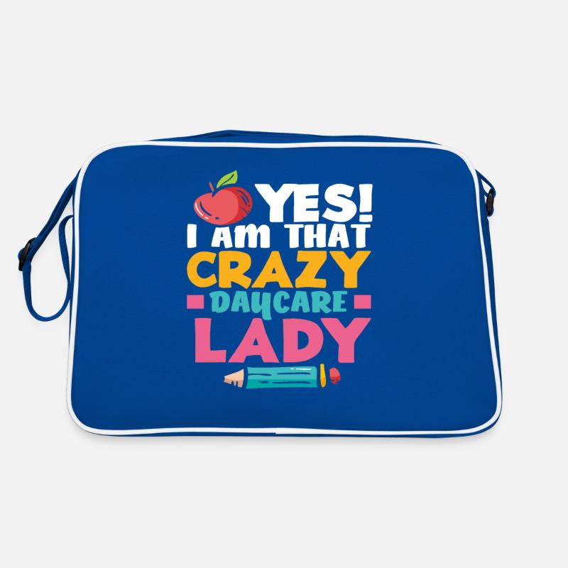 Ja! Ich bin die verrückte Kindergartenfrau Retro Tasche