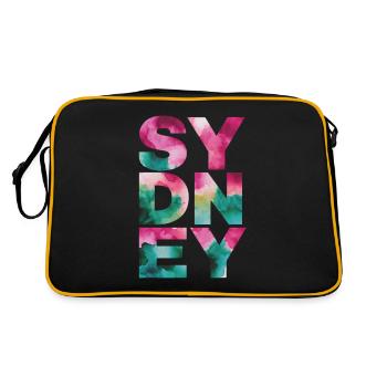 Sydney Souvenir Bunt Aquarell Stil - Retro Tasche - Schwarz/Gold - Hinten
