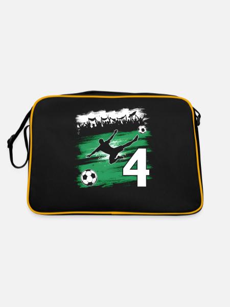 4ème anniversaire 4 ans de football Joueur de football - Sac Retro - noir/or - Dos