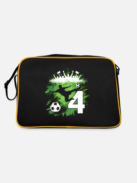 4ème anniversaire 4 ans de football Joueur de football - Sac Retro - noir/or - Dos