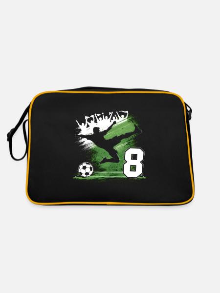 8. Geburtstag 8 Jahre Fußball Fußballspieler - Retro Tasche - Schwarz/Gold