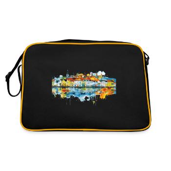 Bingen am Rhein - Retro Tasche - Schwarz/Gold - Hinten