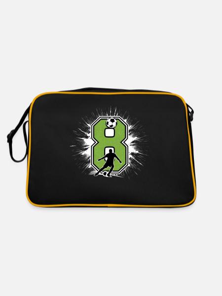8. Geburtstag 8 Jahre Fußball Fußballspieler - Retro Tasche - Schwarz/Gold