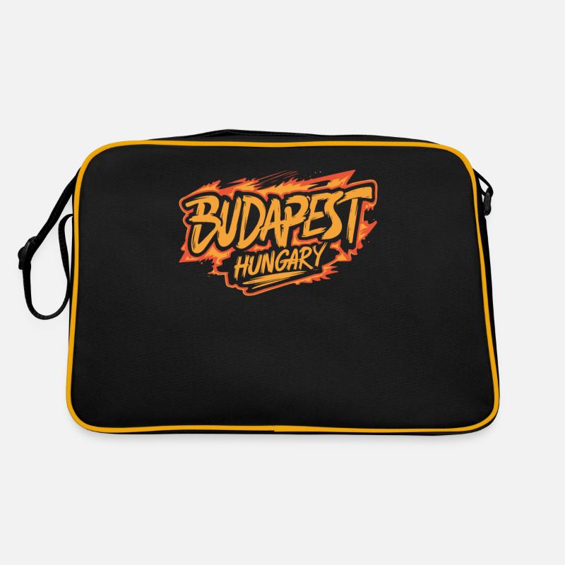 Budapest Hungary Souvenir - Retro Tasche - Schwarz/Gold