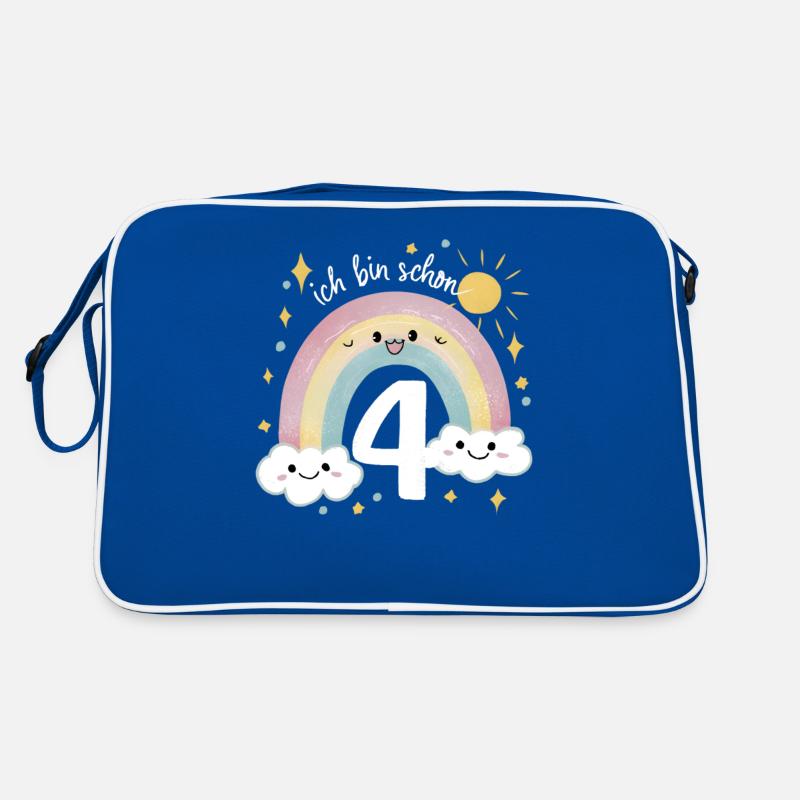 4th Birthday Shirt Rainbow Cloud Retro Bag