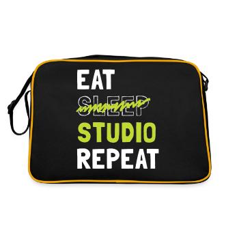 Eat Sleep Studio Repeat - Retro Tasche - Schwarz/Gold - Hinten