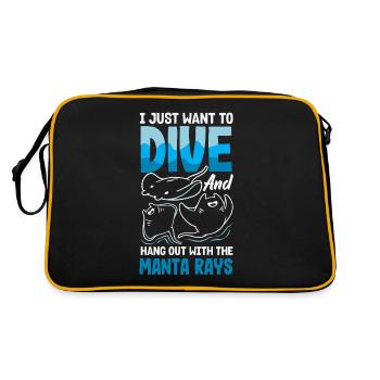 Ocean Animal Diving Stingray Mantarochen - Retro Tasche - Schwarz/Gold - Hinten