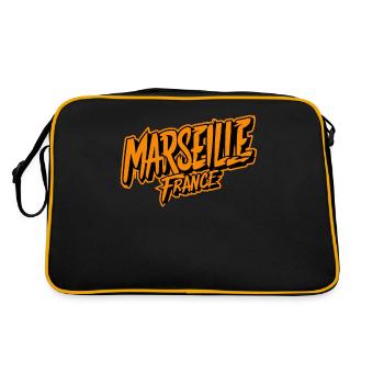 Marseille France Souvenir Highlight - Retro Tasche - Schwarz/Gold - Hinten